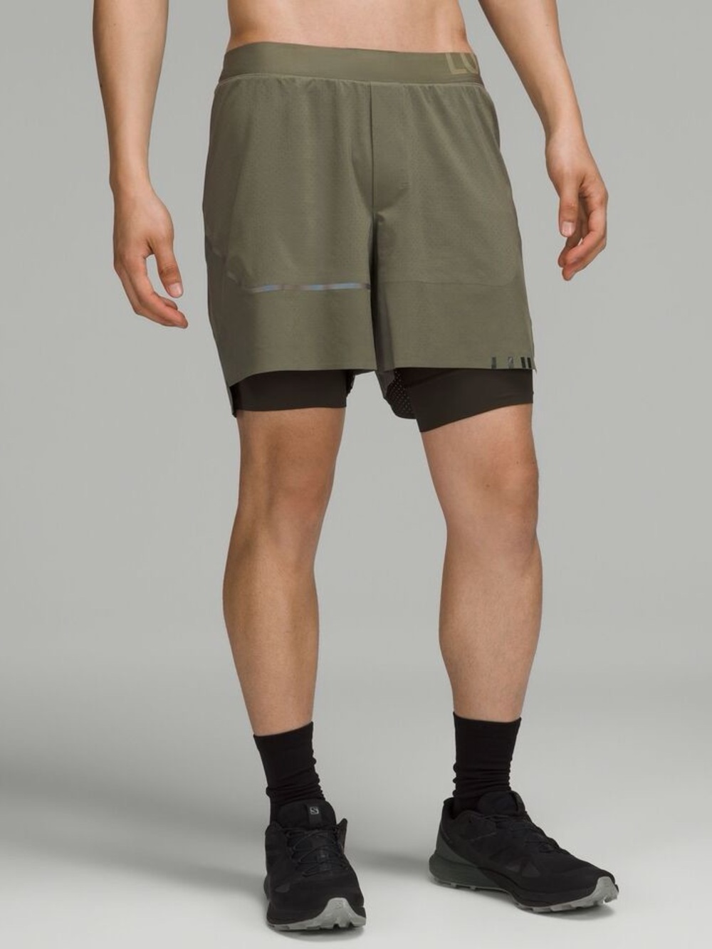 Lululemon Surge Special Edition 6” Lined Shorts Men’s M Green Reflective Running